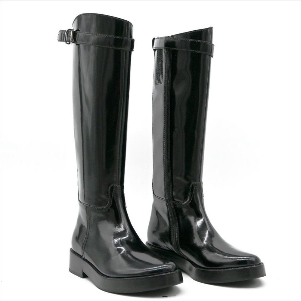 JEFFREY CAMPBELL Patent High Riding Boot Black